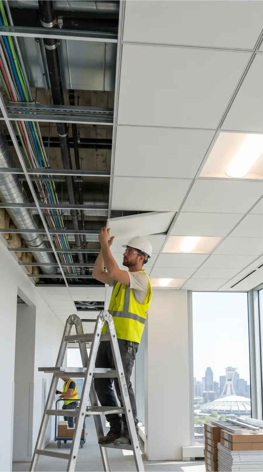 Les faux plafonds offrent des solutions fonctionnelles et esthétiques.