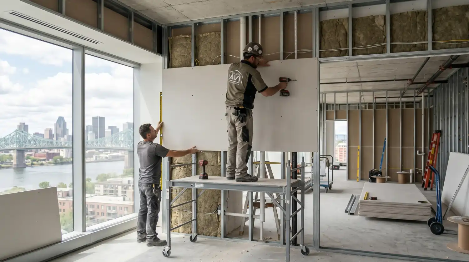 Installation professionnelle de cloisons sèches pour l'aménagement intérieur à Montréal